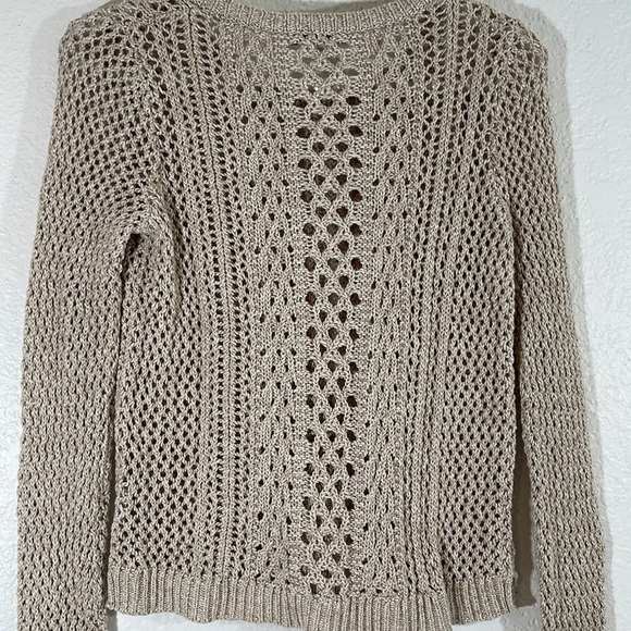 MADEWELL Summer Stitch Pullover Crochet Sweater Open Knit Tan Long Sleeves XS - Picture 8 of 11